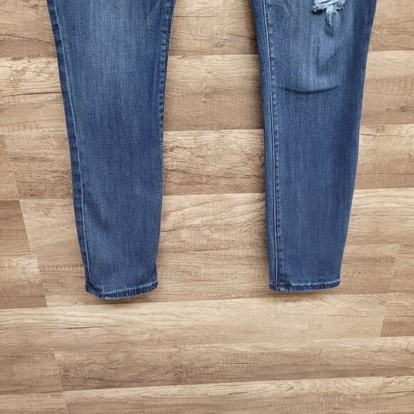 Express Skinny Jeans Blue Medium Wash Womens Size 4‎ Distressed Denim Stretch - Picture 7 of 13